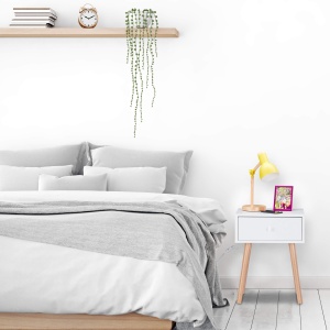 Noptiera scandinava Relaxdays, 55x42x30cm, alba, cu sertar - Img 2