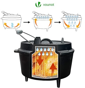 Oala de gatit VOUNOT 4.25L, fonta, cu picioare, capac si geanta - Img 7