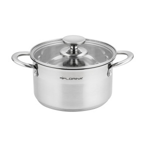 Oala din inox FLORINA Falcon 25L diametru 18 cm baza triplu stratificata ideala pentru toate tipurile de plite