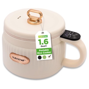 Oala electrica de gatit NutriChef 1,6 L, 600W, alba, multifunctionala