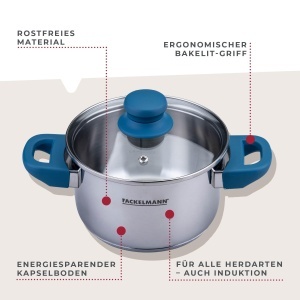Oala Fackelmann Essential 16 cm Otel inoxidabil Manere ergonomice Albastru - Img 2