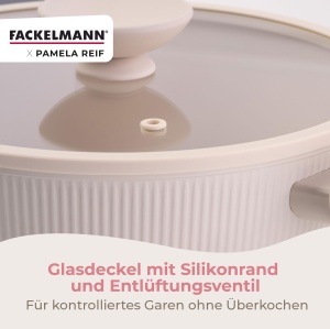 Oala Fackelmann x Pamela Reif 20 cm Aluminiu Reciclat Pastel Beige Acoperire Ceramica - Img 8