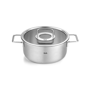 Oala Fissler Pure Collection 24 cm 39L Otel Inoxidabil Capac Sticla Inductie
