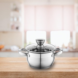 Oala inox Florina Oliver 14 cm 13 L cu capac din sticla compatibila inductie - Img 2