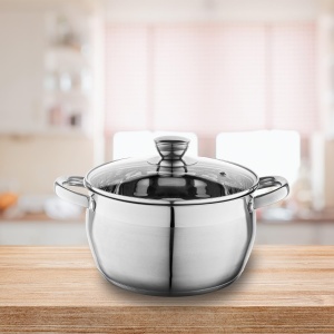 Oala inox Florina Oliver 22 cm 48 L cu capac din sticla compatibila inductie - Img 2