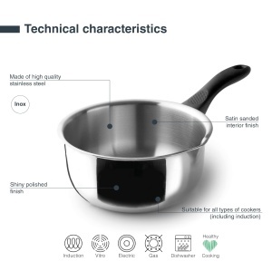 Oala inox Lacor Garinox 1L cu maner ergonomic si cioc de turnare compatibila inductie - Img 3