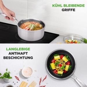 Oala inox Nutrichef 19cm, 2L cu capac din sticla, antiaderenta - Img 4