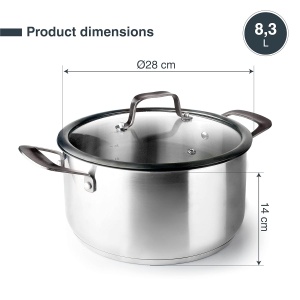 Oala Lacor 47028 din inox 1810, capacitate 8,3 litri, inductie, 28cm - Img 2