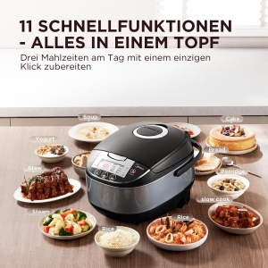 Oala multifunctionala Midea, 5L, 11 programe, functie de mentinere calda, negru-argintiu - Img 2