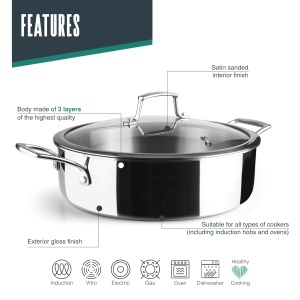 Oala profesionala Lacor TriChef 60888, 5 litri, 28 cm, compatibila cu inductie - Img 3