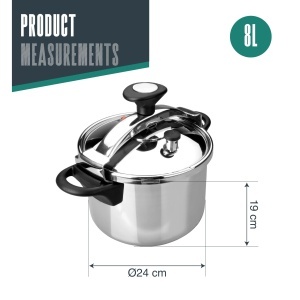 Oala sub presiune Lacor 71878 Classic 8L cu maner din bakelit - Img 2