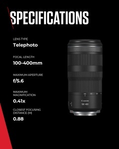 Obiectiv Tele-Zoom Canon RF 100-400mm F5.6-8 IS USM, Stabilizare 5.5 trepte - Img 8