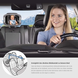 Oglinda auto LED Reer BabyView 86101 unghi larg lumina LED gri - Img 3
