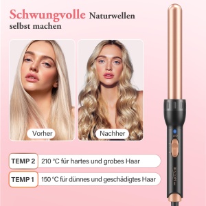 Ondulator BESTOPE MIX, set ondulator ceramic 5 in 1 cu diverse atasamente pentru bucle mari si mici, incalzire rapida de 9-32 mm 2 temperatura reglabila pentru par lung si scurt - Img 5