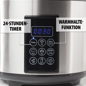 Orez si abur Tristar - Capacitate 2,2 L, functie de mentinere la cald 24 h, 7 programe, panou de control digital, cronometru, 11 cani de orez, fara BPA, K-6138, argintiu, RK-6138 - Img 7