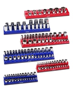 Organizator chei tubulare VEVOR QJ7333-6pc set 6 piese compatibil SAE si metric baza magnetica