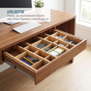 Organizator de Schublade Relaxdays 22-TLG, Bambus, 43,5-56,5 cm, Natur - Img 3