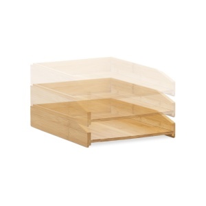 Organizer birou Relaxdays, set 2 suporturi, din bambus, compatibil A4 - Img 6