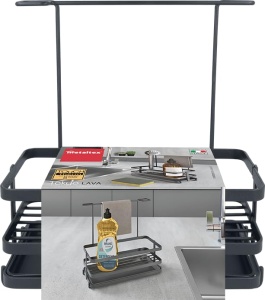 Organizer pentru chiuveta Metaltex LAVA, cu abtropitoare, negru, 22x11x24 cm - Img 5