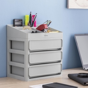 Organizer pentru machiaj InnovaGoods cu 3 sertare si 9 compartimente, capacitate mare, gri - Img 7
