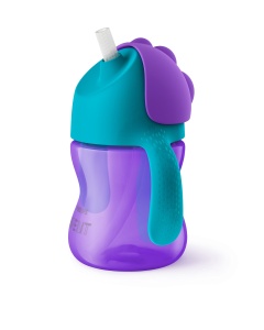 Pahar cu pai Philips AVENT SCF79602, Silikon, Violett, Ergonomic - Img 3