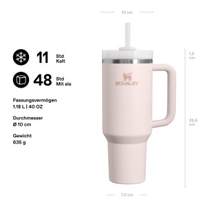 Pahar termic Stanley Quencher H2.0, 1.2L, culoare Rose Quartz - Img 3