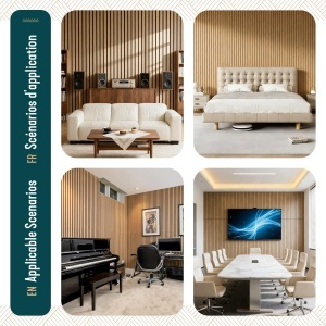 Panou Acustic VOUNOT 2er Set 120x60x2,1 cm, Helle Eiche, Design 3D - Img 7