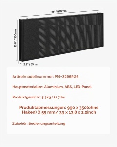 Panou LED Scrolling VEVOR P10, 99 x 35 cm, Control Bluetooth, Design Personalizat - Img 7