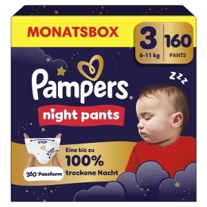 Pantaloni Pampers Night, 160 bucati, 6kg-11kg, super absorbtie