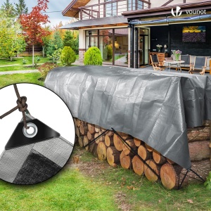 Panza de protectie VOUNOT 4x6m 240 gm impermeabila, gri - Img 5