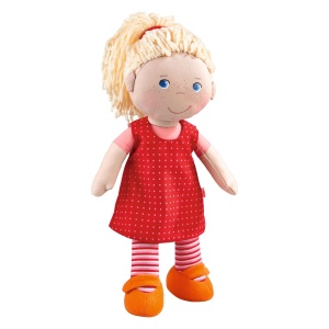 Papusa de carpa HABA Annelie - Papusa moale cu par pentru coafare - Cu haine schimbabile - De la 18 luni - 30 cm - Lavabil - 1302108001