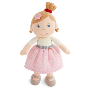 Papusa de plus HABA Lara, 25 cm, pentru bebelusi si copii, usor de curatat