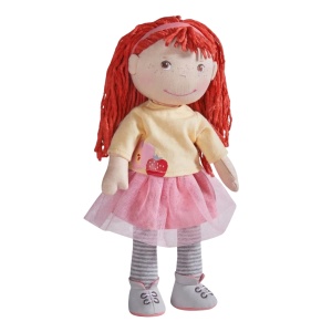 Papusa HABA Ava 30 cm, corp moale, haine cu velcro, pentru copii de la 18 luni