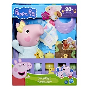 Papusa interactiva Peppa Pig Grunz si Kuschel Evie, 28 cm, cu sunete si accesorii - Img 3