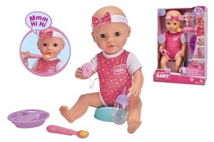 Papusa Simba New Born Baby Hungry, 38 cm, cu sunete si accesorii