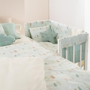 Pat multifunctional pentru bebelusi Roba 4-in-1, 45x90 cm, albpastel verde, design Woodland Buddies - Img 4