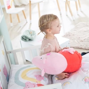 Pat pentru copii roba Peppa Pig 70x140 cm cu lenjerie inclusa alb - Img 10