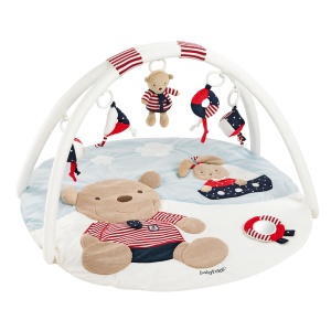 Patura de activitate Fehn 3-D Play Arch Ocean Club - Covoras de joaca pentru bebelusi cu 5 jucarii detasabile de apucat - Patura de joaca pentru bebelusi si copii mici de la 0+ luni - Covoras de tarat ca cadou pentru nastere