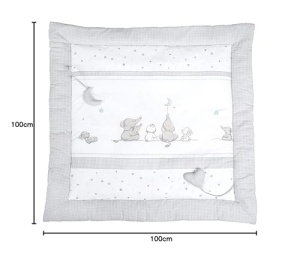 Patura de joaca pentru bebelusi Roba Sternenzauber 100x100 cm bumbac moale gri deschisalb - Img 4