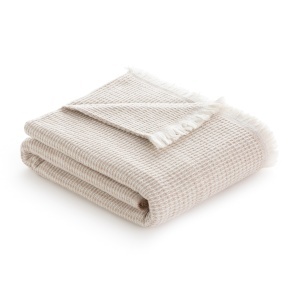 Patura din bumbac Todocama, design GOFRE, 120 x 180 cm, bej