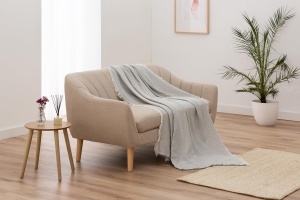 Patura multifunctionala Todocama, 125 x 180 cm, gri inchis, din bumbac reciclat - Img 6
