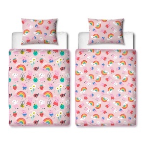 Patura Peppa Pig pentru Pat Individual, Wendbar, 130 x 190 cm, cu Perna Inclusa