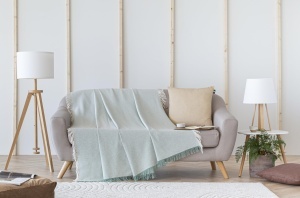 Paturi decorative Todocama, 125 x 180 cm, din bumbac reciclat, verde - Img 6