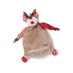 Paturica pentru bebelusi NICI Fledermaus 25x25 cm, GriRosu, Plus