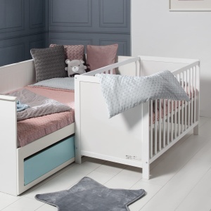 Patut 2 in 1 Roba Babybett 60 x 120 cm - Beistellbett inaltabil, Alb - Img 4