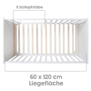 Patut 2 in 1 Roba Babybett 60 x 120 cm - Beistellbett inaltabil, Alb - Img 14