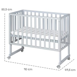 Patut 3 in 1 Roba Stubenbett taupegri cu saltea si bariera, inaltime ajustabila - Img 16