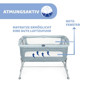 Patut Chicco Next2Me Dream, pentru nou-nascuti, cu saltea, ajustabil, albastru - Img 4