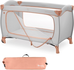 Patut de calatorie hauck Sleep N Play GO Plus, 120 x 60 cm, cu roti, gri