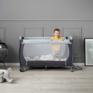 Patut de calatorie hauck Sleep N Play Go Plus, 15 kg, cu roti, pliabil, culoare Stone - Img 2